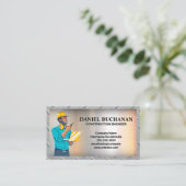 Carte De Visite Ingénieur de construction | Arrière - plan métalli (Debout devant)