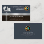 Carte De Visite Ingénieur de construction de lignes à barres rétro (Devant / Derrière)