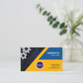 Carte De Visite Ingénieur jaune éblouissant choquant de vitesses (Debout devant)