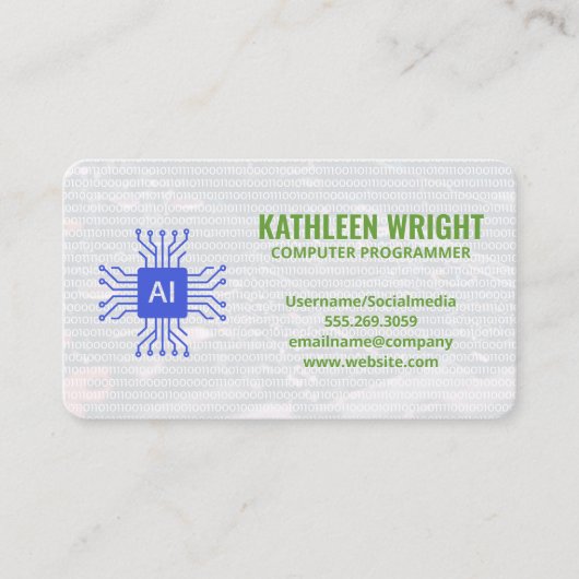 Carte De Visite Ingénieur logiciel | Code binaire | Technologie (Devant)