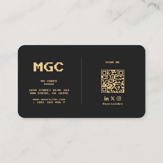 Carte De Visite Ingénieur Logiciel Moderne Binary Monogramme Noir (Dos)