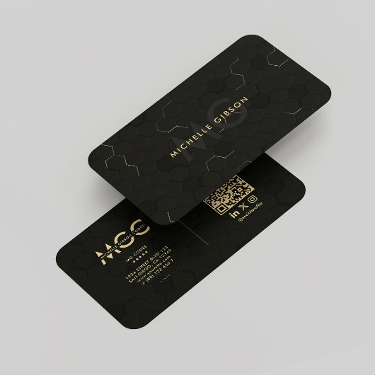 Carte De Visite Ingénieur Logiciel Moderne Monogram Black Gold