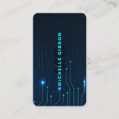 Carte De Visite Ingénieur logiciel Monogram Neon Blue Tech Moderne (Devant)