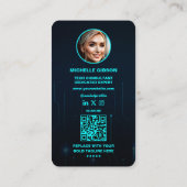 Carte De Visite Ingénieur logiciel Monogram Neon Blue Tech Moderne (Dos)