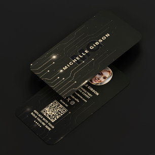 Carte De Visite Ingénieur logiciel programmeur noir moderne