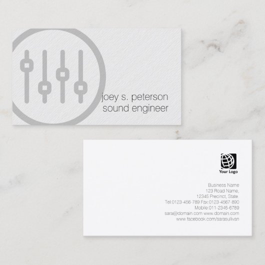 Carte De Visite Ingénieur sonore Diapositives en volume gras Icône (Devant / Derrière)