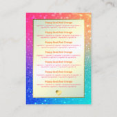 Carte De Visite Ingrédients de parfum de Parties scintillant arc-e (Dos)