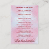 Carte De Visite Ingrédients de tarif Parties scintillant Rose Gold (Dos)