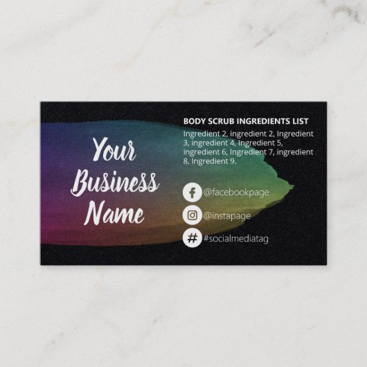 Carte De Visite Ingrédients Noirs - Ingrédients Noirs (Devant)