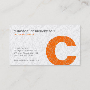 Carte de visite initial orange et blanc de