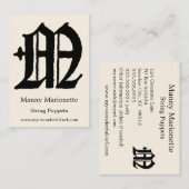 Carte De Visite Initiale anglaise classique gothique de la lettre (Devant / Derrière)