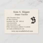 Carte De Visite Initiale anglaise classique gothique de la lettre (Dos)