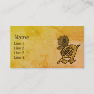 Carte De Visite Initiale de monogramme A Fleur de pivoine élégante