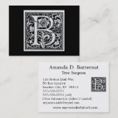 Carte De Visite Initiale décorative de bois de graveur de gravure (Devant / Derrière)