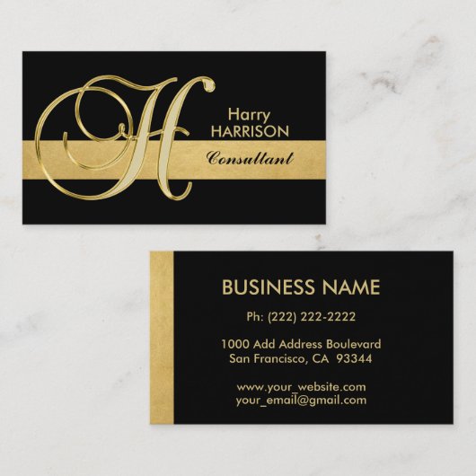 Carte De Visite Initiale décorée d'un monogramme élégante faite (Devant / Derrière)