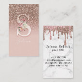 Carte De Visite Initiale élégante en lettre S dorée avec fleurs ro (Devant / Derrière)