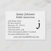 Carte De Visite Initiale en lettres de style de lettre de main (Dos)