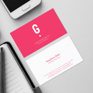 Carte De Visite Initiale moderne minimaliste sur rose spécial