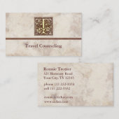 Carte De Visite Initiale vintage T (Devant / Derrière)