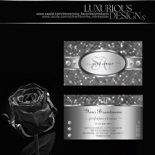 Carte De Visite Initiales à étincelles de Parties scintillant arge