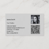 Carte De Visite Initiales bleues sophistiquées QR code noir & gris (Dos)