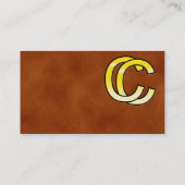 Carte De Visite initiales C et C en or sur fond de cuir (Dos)