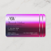 Carte De Visite Initiales De Décor En Argent De Luxe Rose Violet (Dos)