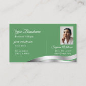 Carte De Visite Initiales de décoration en argent vert shamrock (Dos)