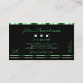 Carte De Visite Initiales de diamants brillants verts et noirs mod (Dos)