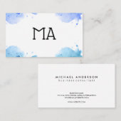 Carte De Visite initiales de l'arrière - plan aquarelle (Devant / Derrière)