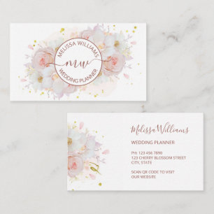 Carte De Visite Initiales de logo Fleurs de Teint Blanc