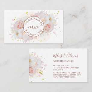 Carte De Visite Initiales de logo Fleurs de Teint Blanc