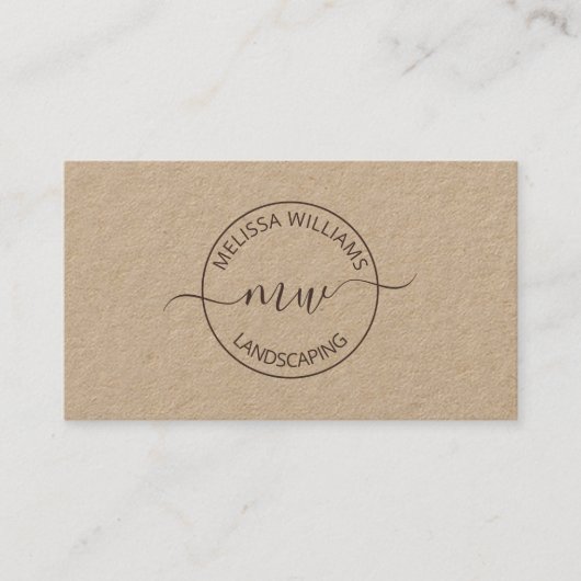 Carte De Visite Initiales de logo Kraft (Devant)
