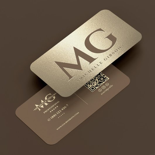 Carte De Visite Initiales de marketing de luxe Brun Faux Or