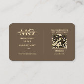 Carte De Visite Initiales de marketing de luxe Brun Faux Or (Dos)