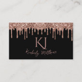 Carte De Visite Initiales de monogramme à paillettes de rose gold  (Devant)