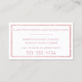 Carte De Visite Initiales de monogramme à paillettes roses sur fon (Dos)