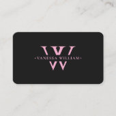 Carte De Visite Initiales de monogramme esthétique V W Rose Noir (Devant)