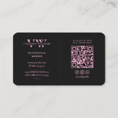 Carte De Visite Initiales de monogramme esthétique V W Rose Noir (Dos)
