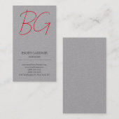 Carte De Visite Initiales de monogramme gris gris clair moderne (Devant / Derrière)