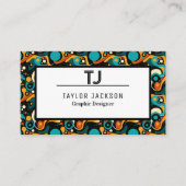 Carte De Visite Initiales de monogramme Motif Abstrait cool (Devant)
