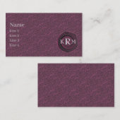 Carte De Visite Initiales de monogramme motif tourbillons prune (Devant / Derrière)