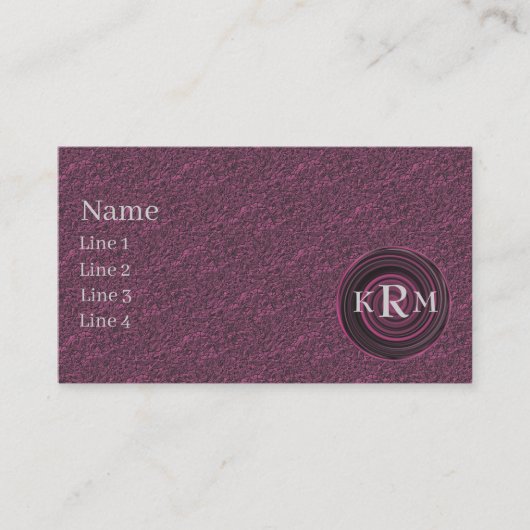 Carte De Visite Initiales de monogramme motif tourbillons prune (Devant)