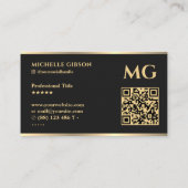 Carte De Visite Initiales de monogramme professionnel noir (Dos)