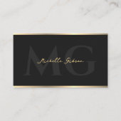 Carte De Visite Initiales de monogramme professionnel noir (Devant)