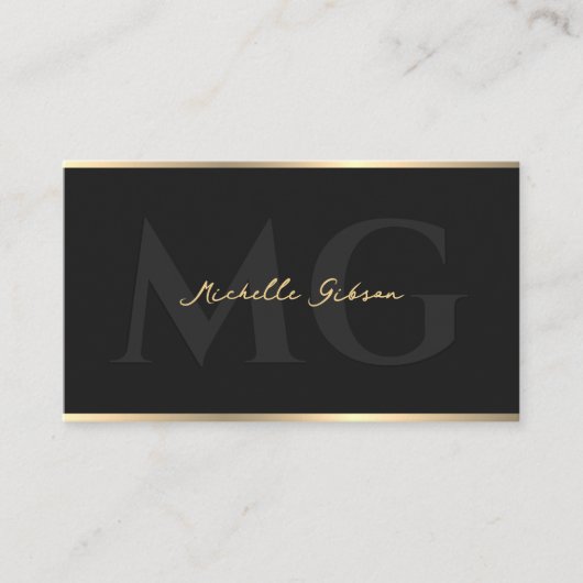 Carte De Visite Initiales de monogramme professionnel noir (Devant)