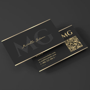 Carte De Visite Initiales de monogramme professionnel noir