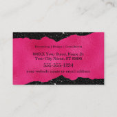 Carte De Visite Initiales de monogramme sur noir luxueux et rose c (Dos)