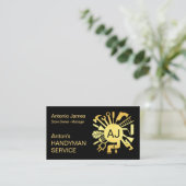 Carte De Visite Initiales de nom Monogramme Outils de bricoleur (Debout devant)
