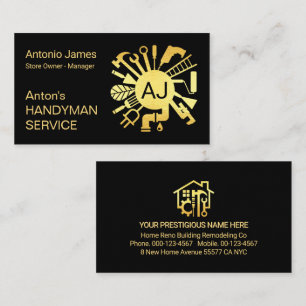 Carte De Visite Initiales de nom Monogramme Outils de bricoleur